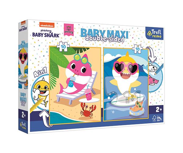 Baby Shark kétoldalas 4 az 1-ben Baby Maxi puzzle 2x10db-os - Trefl