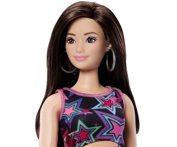 Barbie Fashionista Barátnők stílusos divatbaba csillagmintás ruhában - Mattel