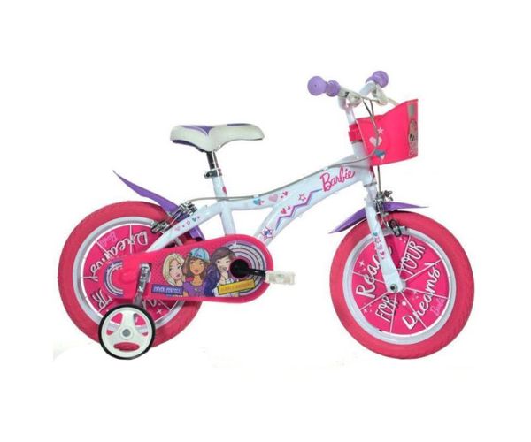 Barbie rózsaszín-fehér gyerek bicikli 14-es méretben - Dino Bikes kerékpár