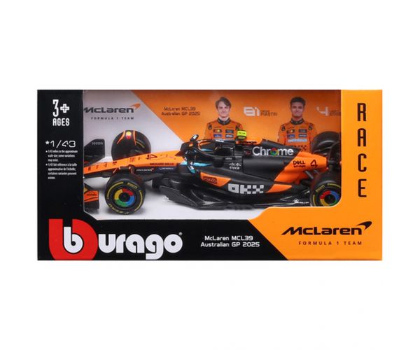 Bburago: McLaren MCL39 F1 (2025) versenyautó fém autómodell 1/43 (Lando Norris #4)