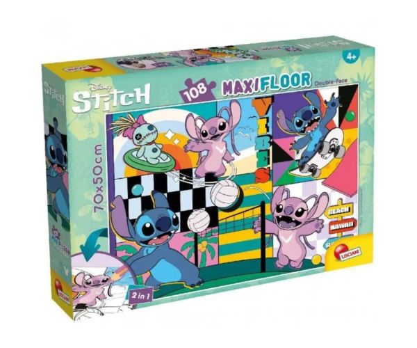 Stitch 2 v 1, 108-dielne puzzle a omaľovánka 70x50 cm - Lisciani
