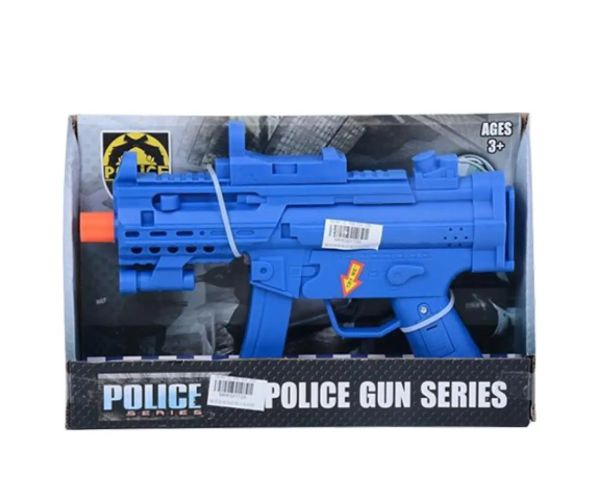Policajný guľomet v modrej farbe so zvukovými efektmi