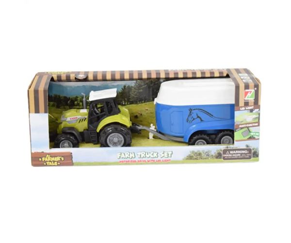 Farm Truck: Traktor s prívesom na prepravu koňa so svetlom a zvukom 23cm