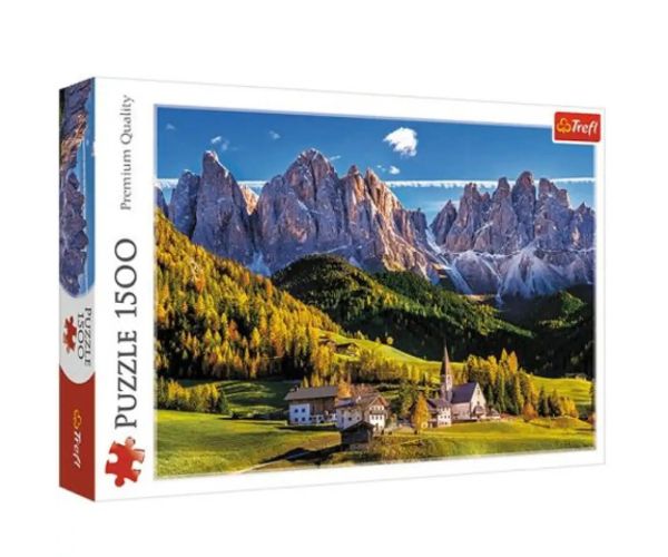 Údolie Val di Funes, Dolomity - Taliansko 1500-dielikové puzzle -Trefl
