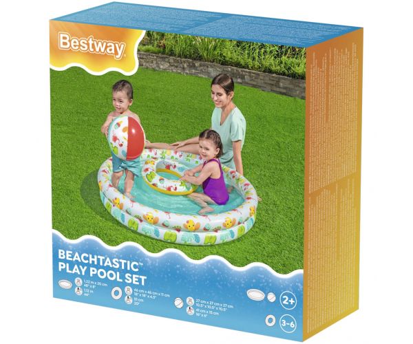 Bestway: Beachtastic felfújható pancsoló medence 3az1-ben szett Ø 122 x 20 cm