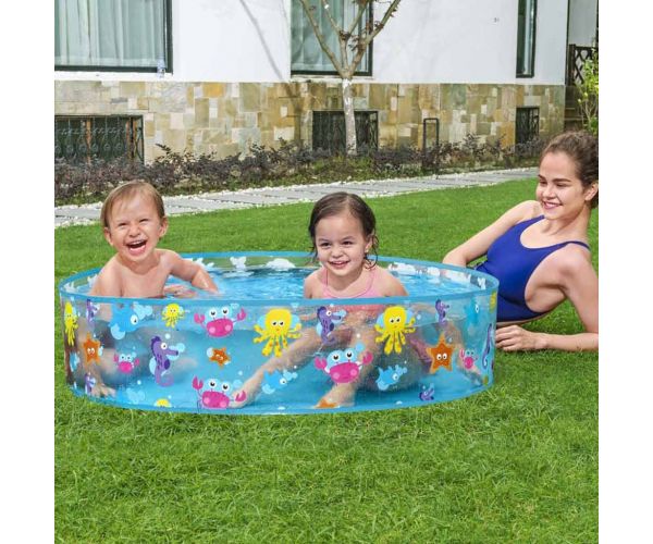 Bestway: Fill 'N Fun Sparkling Sea tengeri állatos merevfalú pancsolómedence, Ø 122 x 25 cm