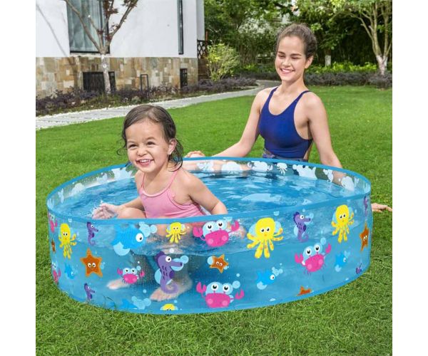 Bestway: Fill 'N Fun Sparkling Sea tengeri állatos merevfalú pancsolómedence, Ø 122 x 25 cm