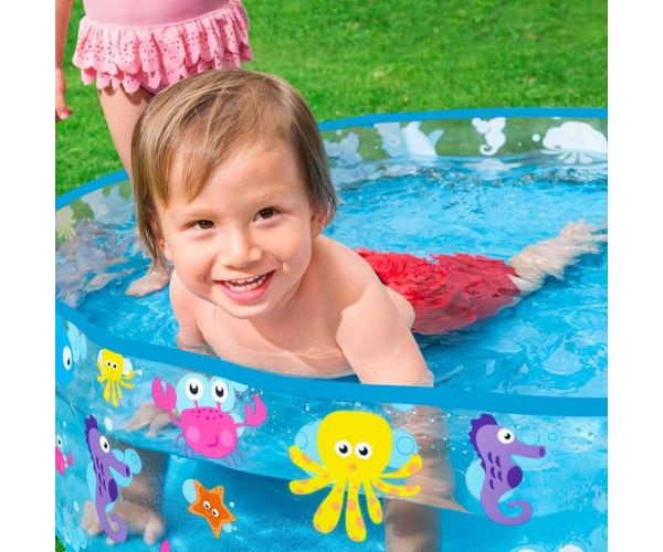 Bestway: Fill 'N Fun Sparkling Sea tengeri állatos merevfalú pancsolómedence, Ø 122 x 25 cm