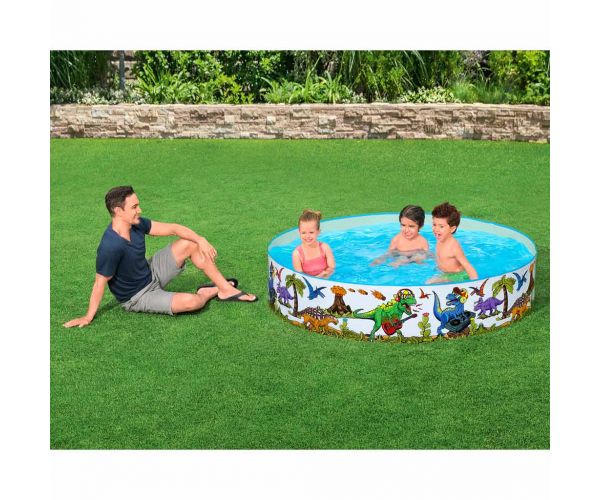 Bestway:  Fill 'n Fun™ dinoszauruszos merevfalú pancsoló medence Ø 183 x 38 cm