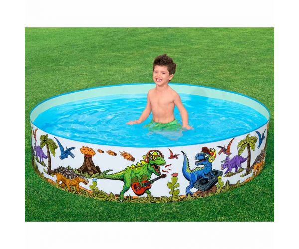 Bestway:  Fill 'n Fun™ dinoszauruszos merevfalú pancsoló medence Ø 183 x 38 cm