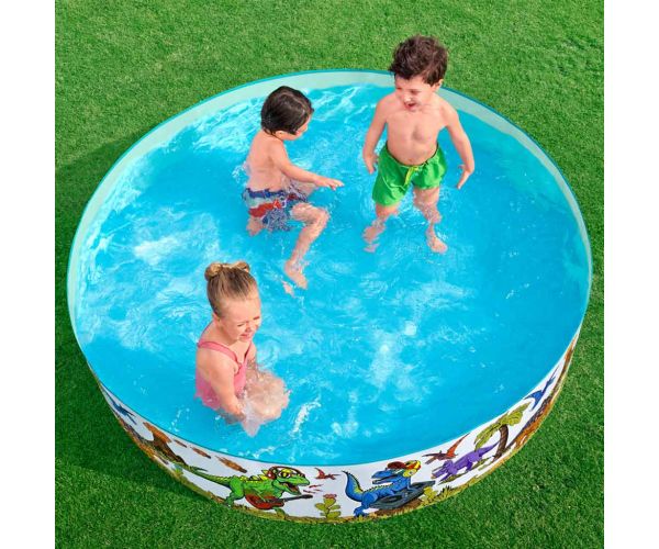 Bestway:  Fill 'n Fun™ dinoszauruszos merevfalú pancsoló medence Ø 183 x 38 cm