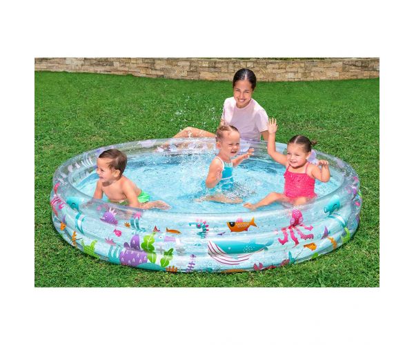 Bestway: Vízvilág mintás átlátszó háromgyűrűs medence 183x33xcm