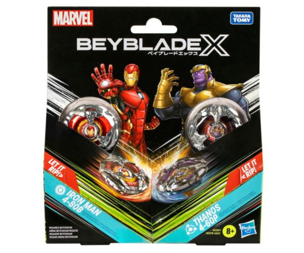 Beyblade X Marvel Collab: Vasember vs. Thanos 4-80B X Venom 4-60B játékszett - Hasbro
