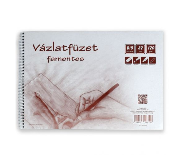 Famentes spirálos vázlatfüzet B/5 32 lapos, 120g