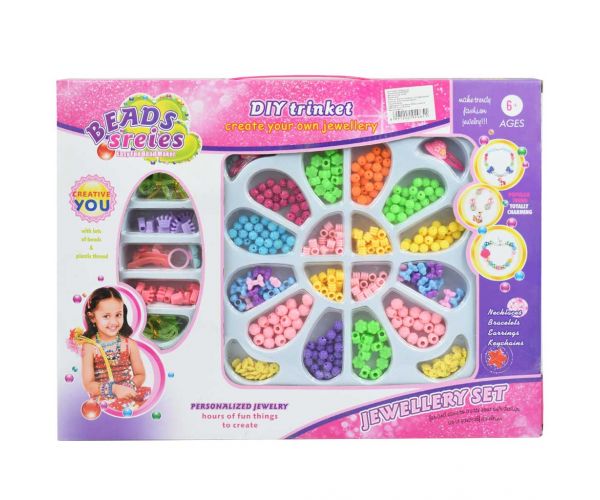 Beads Series: Nyaklánc és ékszerkészítő szett 200+ színes gyönggyel és kiegészítőkkel tárolótálcán