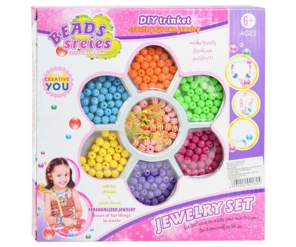 Beads Series: Ékszerkészítő gyöngy szett 100+ színes és csíkos gyöngyökkel