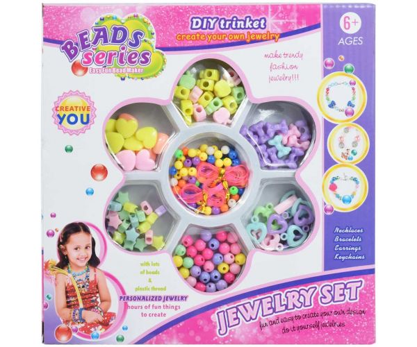 Beads Series: Ékszerkészítő szett 100+ színes gyönggyel vegyes formákban és színekben