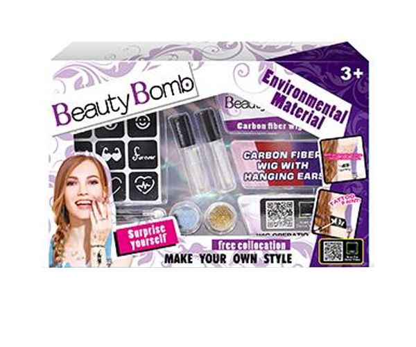 Beauty Bomb Tini csillámtetkó szett színes hajtinccsel