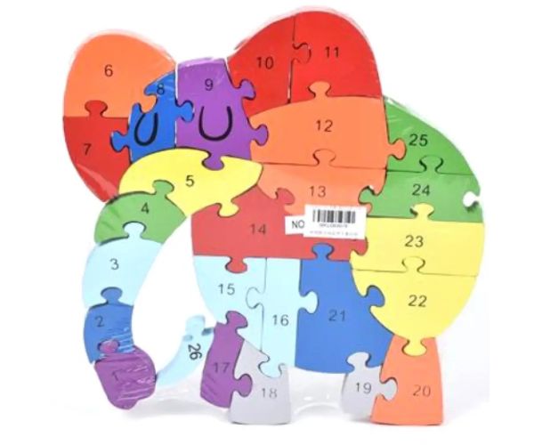 Počítací drevený vzdelávací slon puzzle