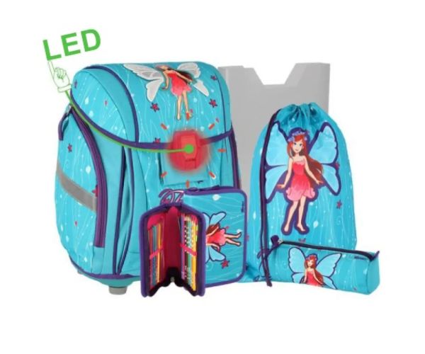 Spirit: Fairy 5 dielny set 3D ergonomická LED školská taška