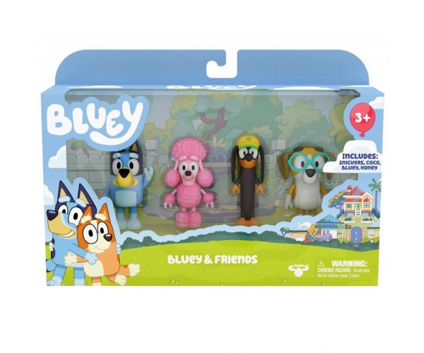 Bluey: Bluey és barátai 4 db-os játékfigura szett
