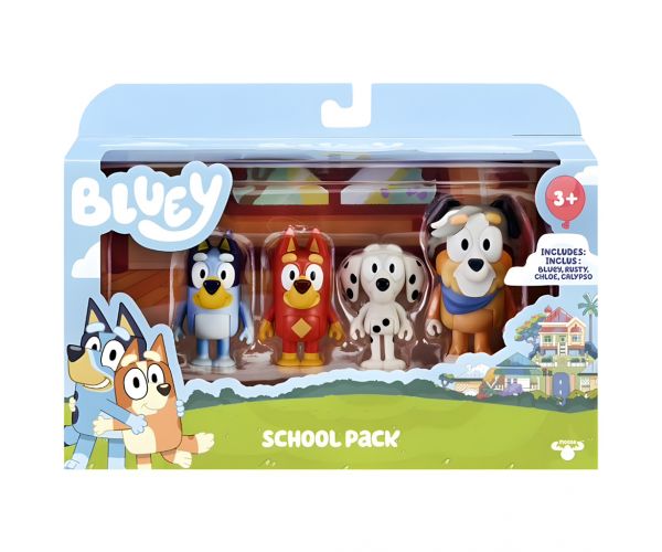 Bluey: Bluey és barátai a suliban 4 db-os játékfigura szett