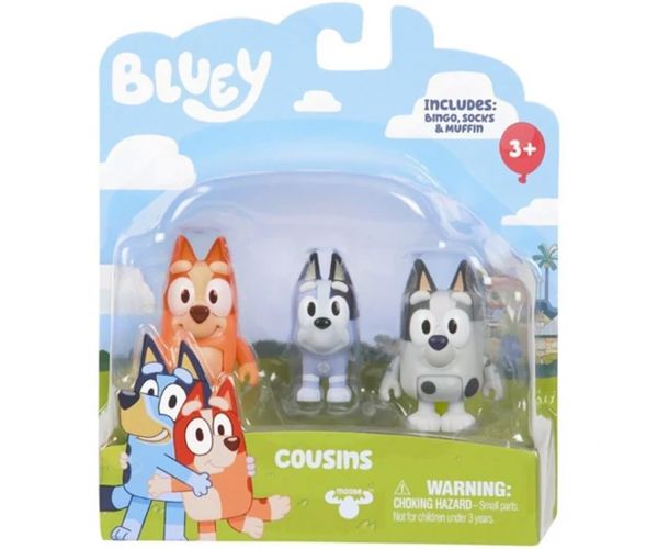 Bluey: Unokatesók játékszett - Bingo, Muffin, Socks