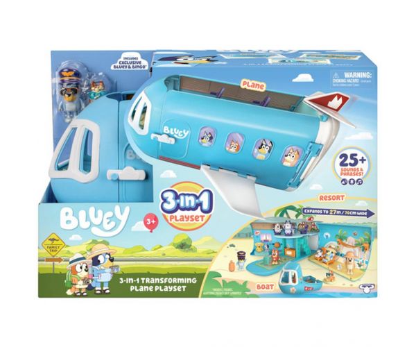 Bluey: Repülőgép játékszett karakter figurákkal és kiegészítőkkel