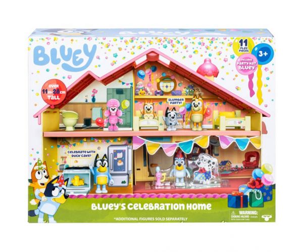 Bluey: Ünnepi családi ház játékszett ünneplő Bluey figurával