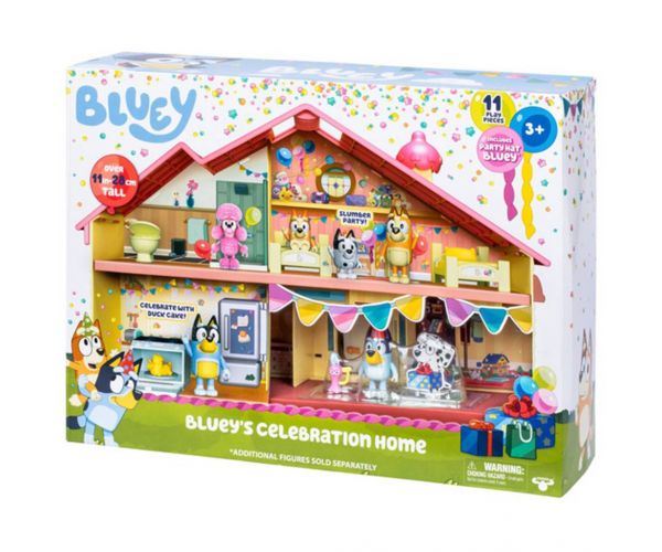 Bluey: Ünnepi családi ház játékszett ünneplő Bluey figurával
