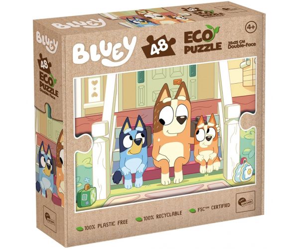 Bluey kutyusok a lépcsőn 2 az 1-ben 48db-os Eco mini puzzle és színező 35x25cm - Lisciani