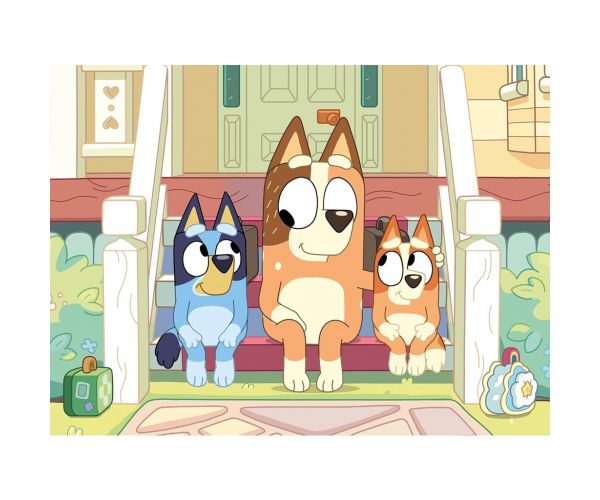 Bluey kutyusok a lépcsőn 2 az 1-ben 48db-os Eco mini puzzle és színező 35x25cm - Lisciani