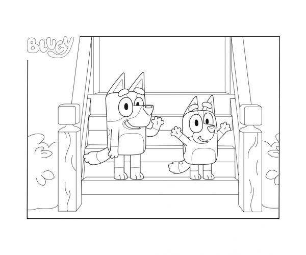 Bluey kutyusok a lépcsőn 2 az 1-ben 48db-os Eco mini puzzle és színező 35x25cm - Lisciani