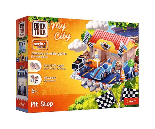 Brick Trick téglából építünk: My City Pit Stop 50 darabos építőjáték - Trefl