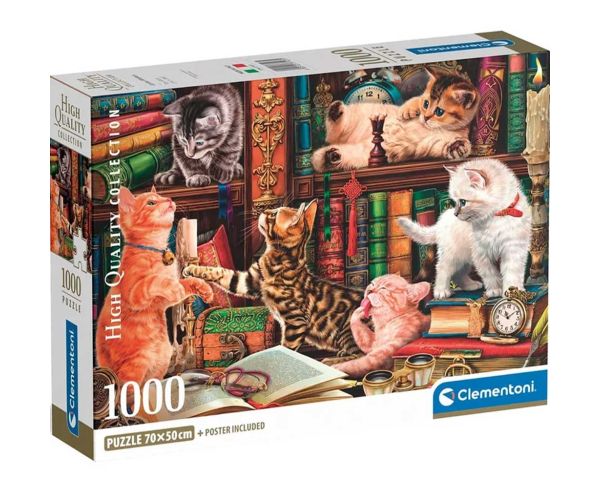 Zvedavé mačky HQC 1000-dielny puzzle s plagátom - Clementoni