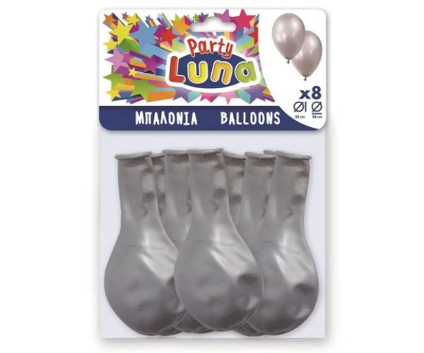 8 dielny set strieborných balónov