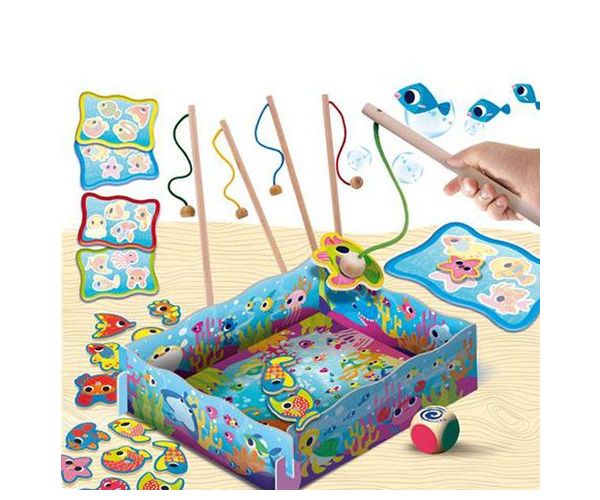 Montessori detská drevená magnetická rybárska hra