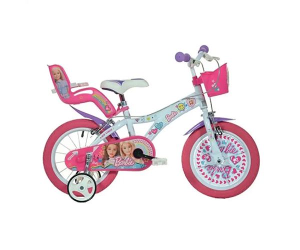 Barbie ružovo biely bicykel veľkosť 14
