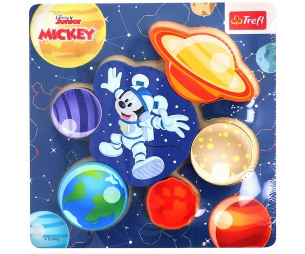 Disney Mickey myš v priestore drevený tvarovací puzzle - Trefl