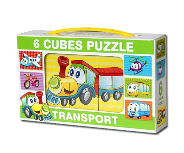 Mini rozprávková kocka s veselými vozidlami 6ks - D-toys