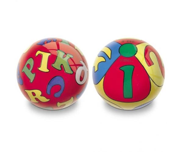 Písmenká a číslice gumená lopta 14cm - Mondo Toys