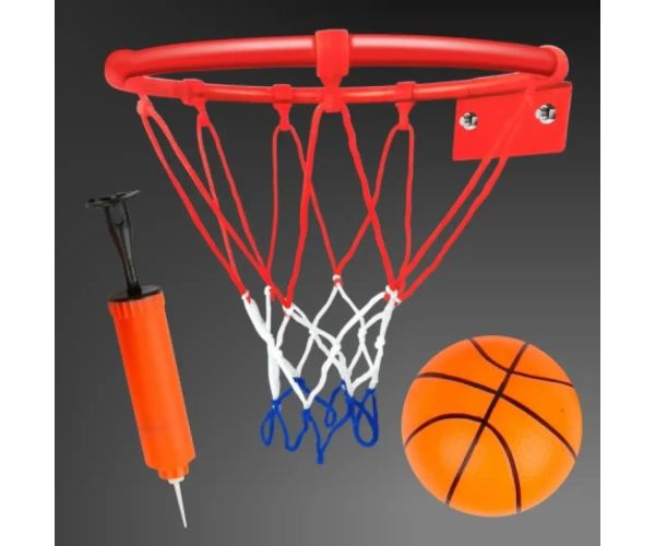 Basketbalový set s prsteňom, farebnou sieťou, loptou a pumpou 24cm