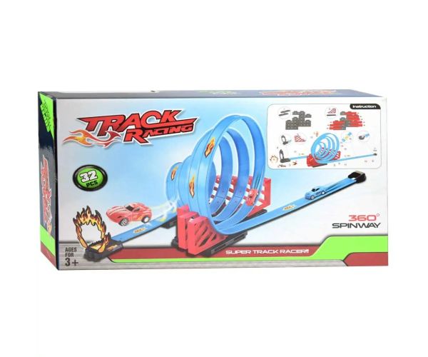 Racing Track 32-dielny set pretekárskej dráhy so slučkami a autíčkami 1/64