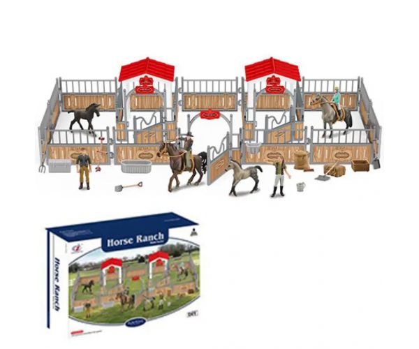 Horse Ranch premium jazdiareň štartovací set s figúrkami, výbehom a príslušenstvom