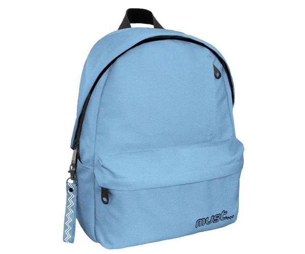 Must: Svetlomodrá zaoblená školská taška, batoh so 4 priehradkami  32x17x42cm