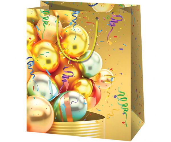 Cardex: Sárga lufis óriás méretű ajándéktáska 33x15x44,5cm