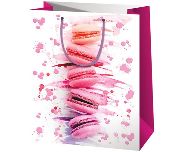 Cardex: Exkluzív macaron mintás nagy ajándéktáska 26x13x33cm