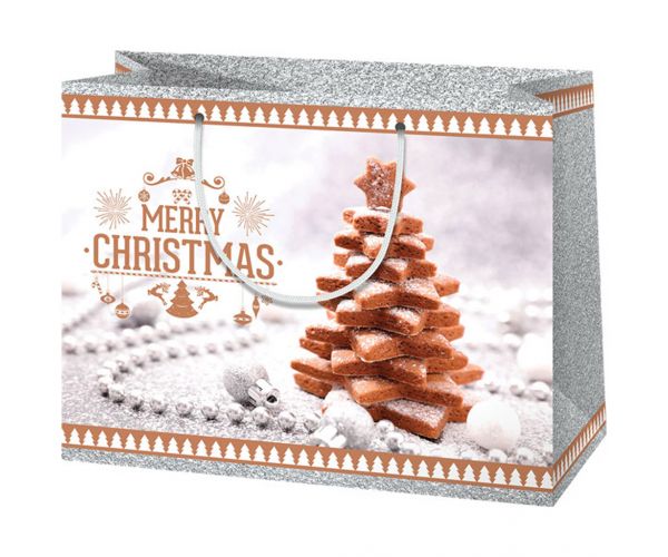 Cardex: Mézeskalács mintázatú karácsonyi közepes ajándéktáska 17x10x23cm
