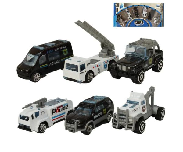 Cops Die-Cast: 6-dielny set policajných autíčok