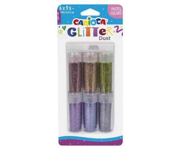 Carioca: Glitter Dust 6db-os csillámpor szett tégelyben - Pasztell színek